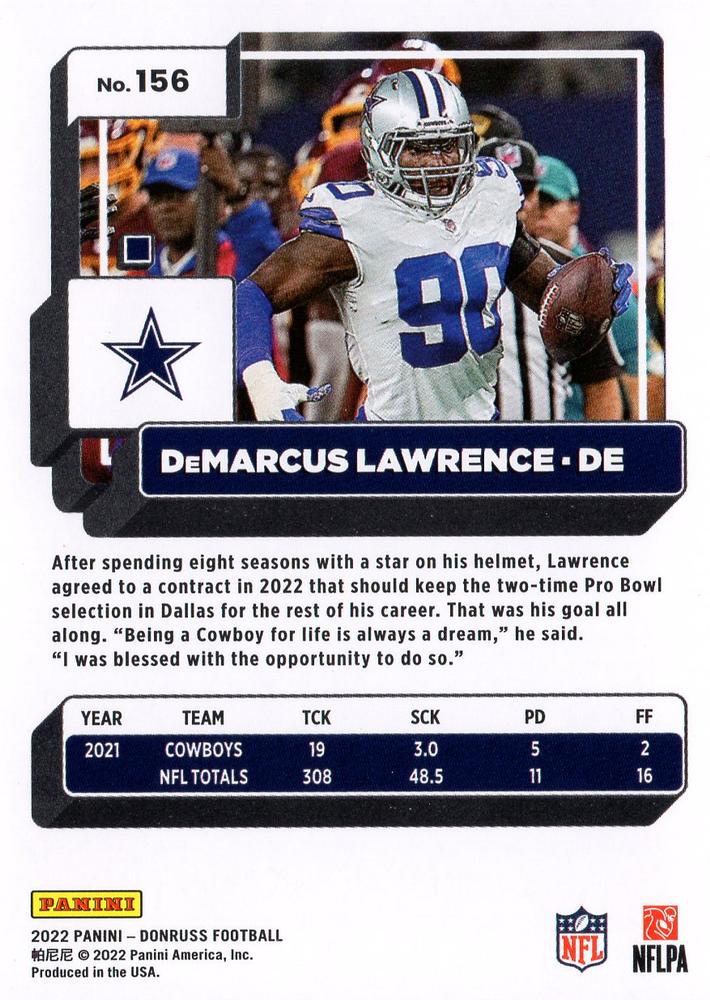 2022 Panini Donruss DeMarcus Lawrence #156 Dallas Cowboys