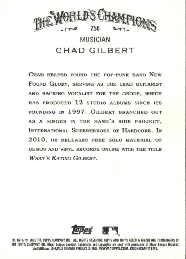 2025 Topps Allen & Ginter Chad Gilbert #258 Autres