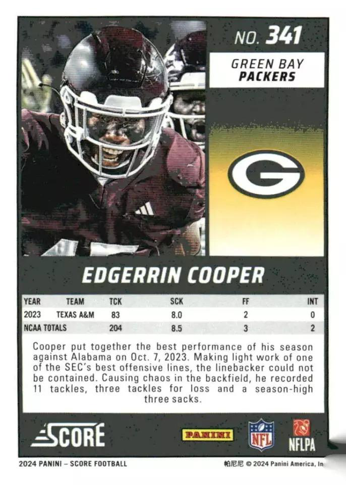 2024 Panini Score Football Edgerrin Cooper Green Bay Packers #341 RC