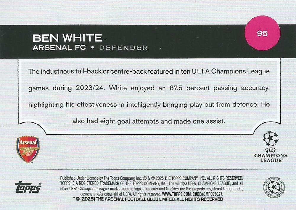 2024 Topps UCC Ben White #95 Arsenal FC