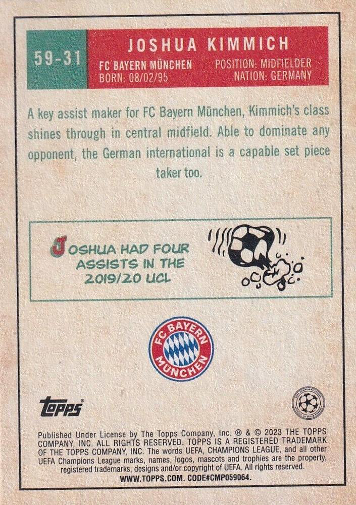 2022 Topps UCC 1959 Joshua Kimmich #59-31 FC Bayern Munchen