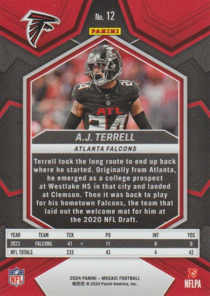 2024 Panini Mosaic Football A.J. Terrell Atlanta Falcons #12