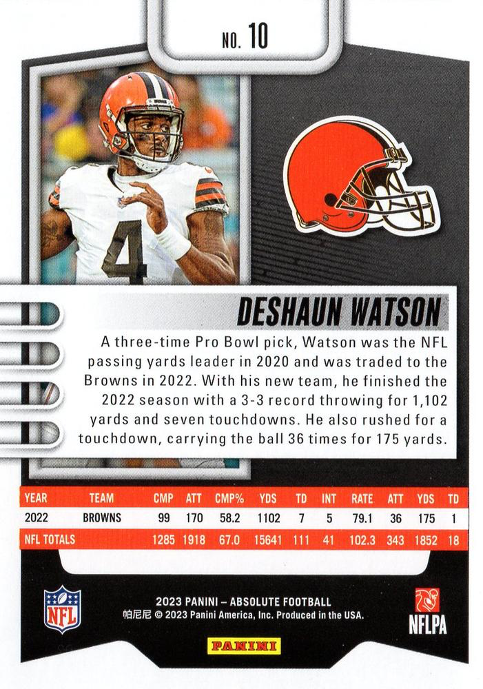 2023 Panini Absolute Deshaun Watson #10 Cleveland Browns