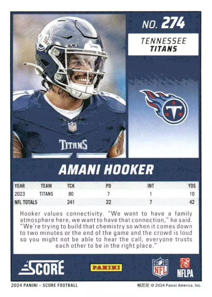2024 Panini Score Football Amani Hooker Tennessee Titans #274