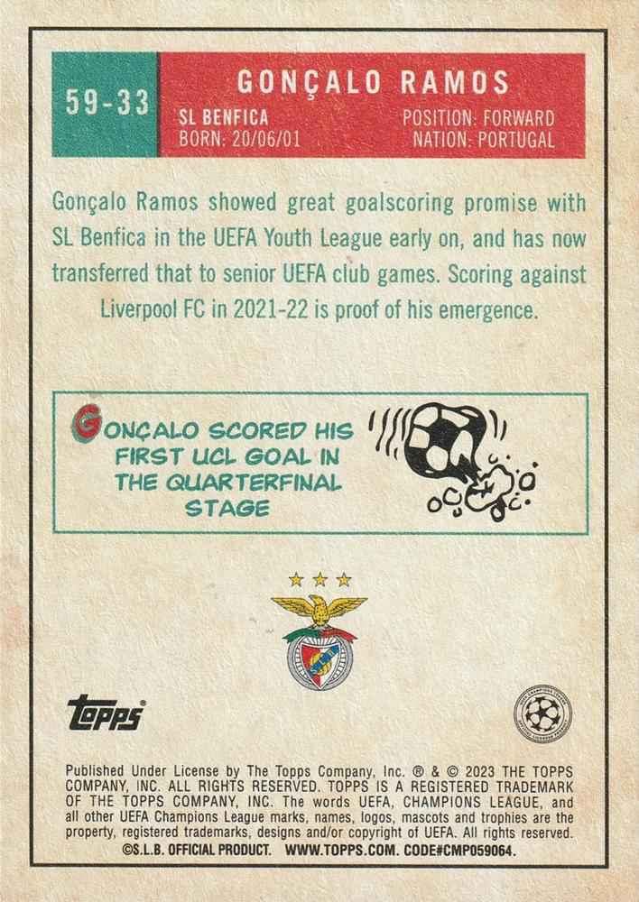 2022 Topps UCC 1959 Gonçalo Ramos #59-33 Benfica