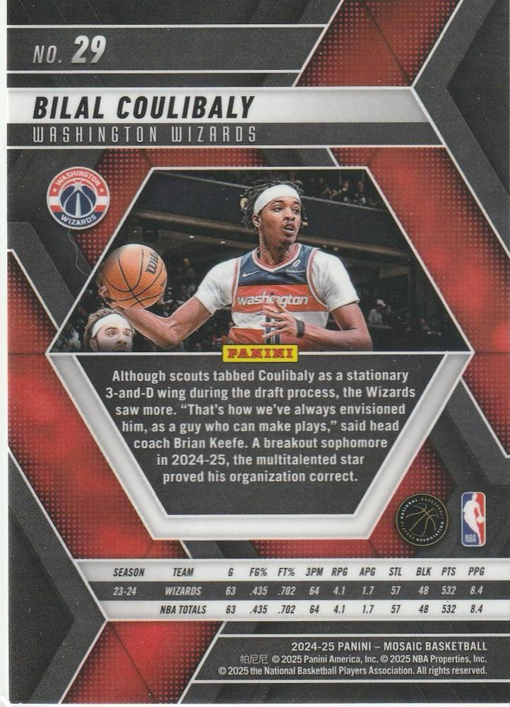 2024 Panini Mosaic Bilal Coulibaly #29 Washington Wizards