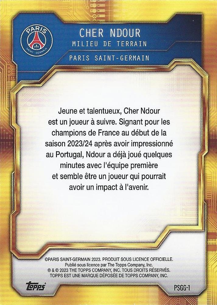 2023 Topps PSG Fan Set Golden Future Cher Ndour #PSGG-1 Paris Saint-Germain
