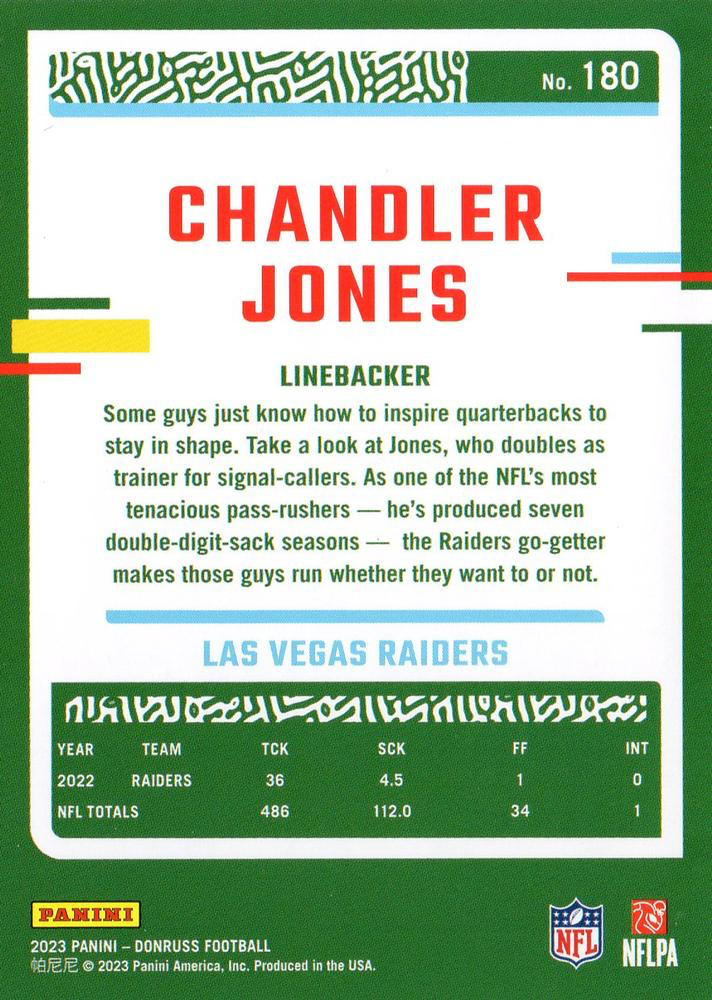 2023 Panini Donruss Chandler Jones #180 Las Vegas Raiders