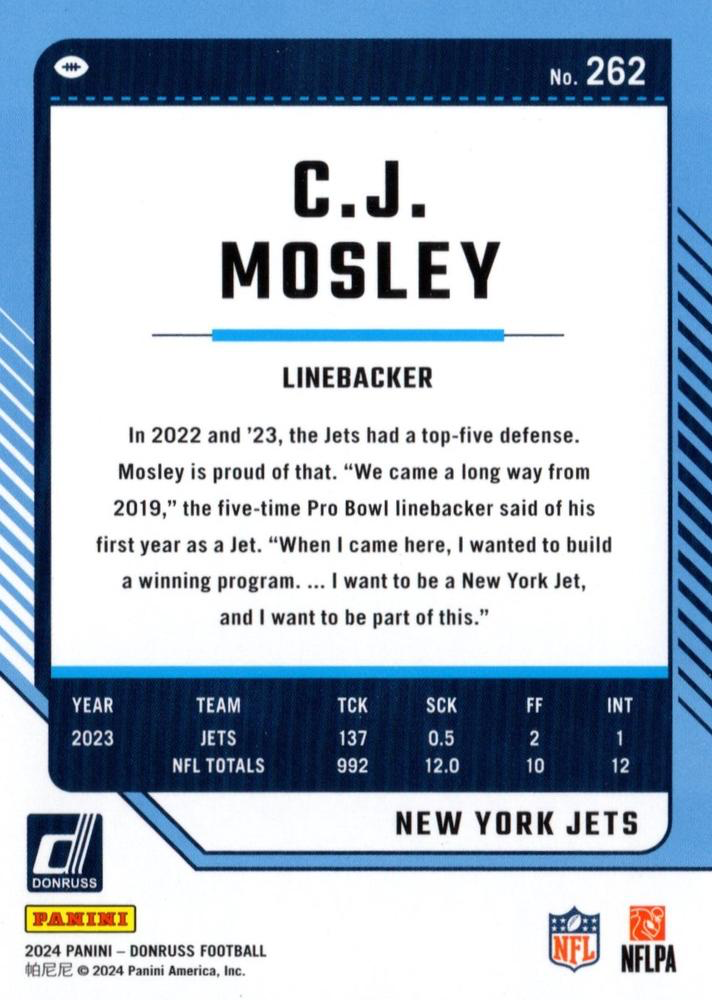 2024 Panini Donruss C.J. Mosley New York Jets #262