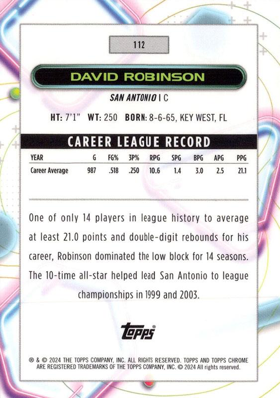 2023 Topps Chrome Cosmic David Robinson #112 San Antonio Spurs