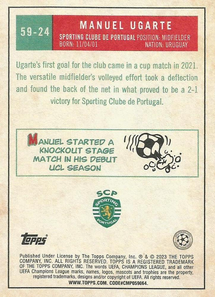 2022 Topps UCC 1959 Manuel Ugarte #59-24 Sporting Clube de Portugal