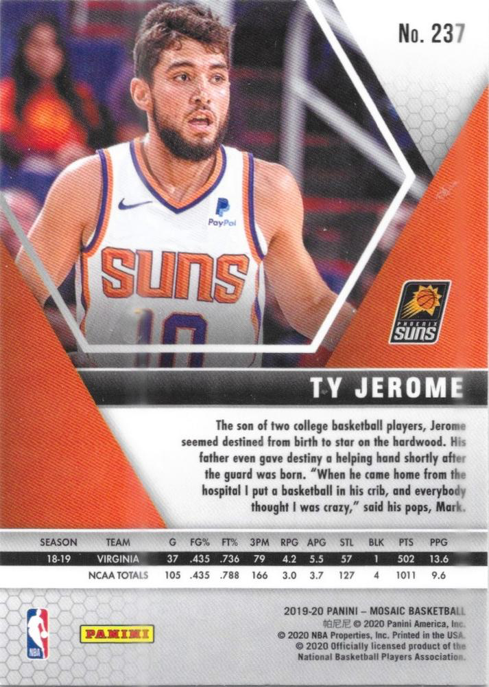 2019 Panini Mosaic Ty Jerome RC #237 Phoenix Suns