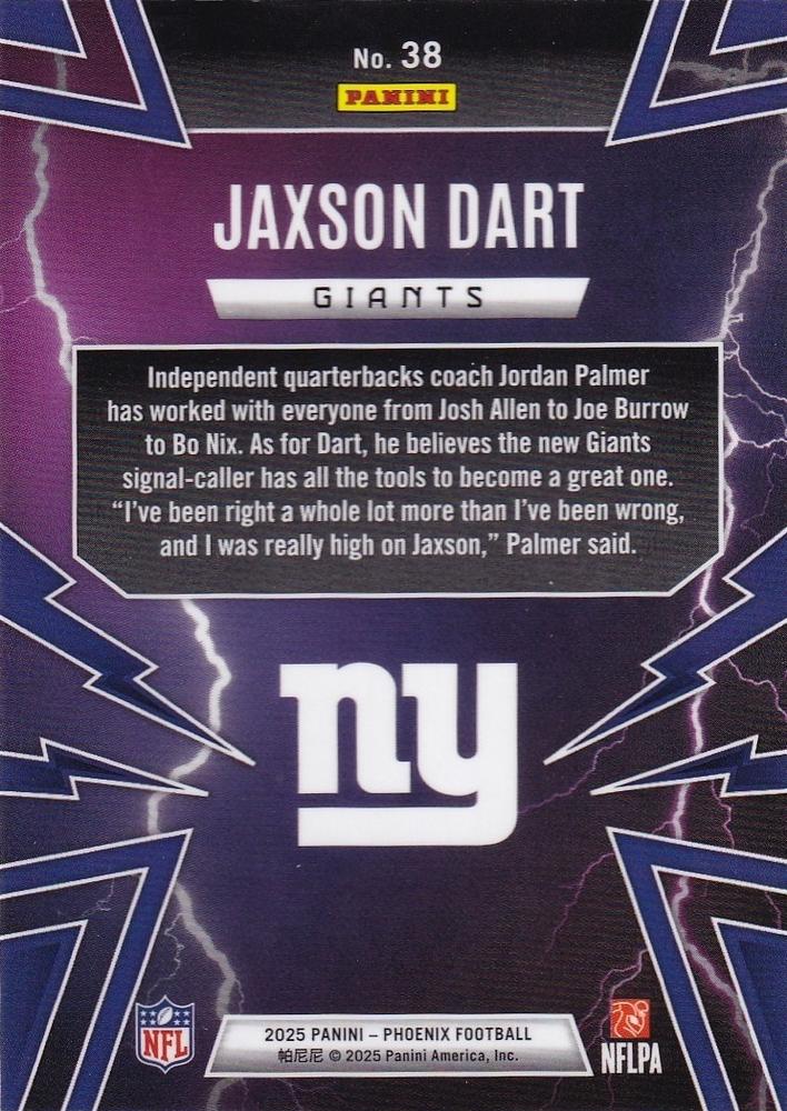 2025 Panini Phoenix Thunderbirds Jaxson Dart #38 New York Giants