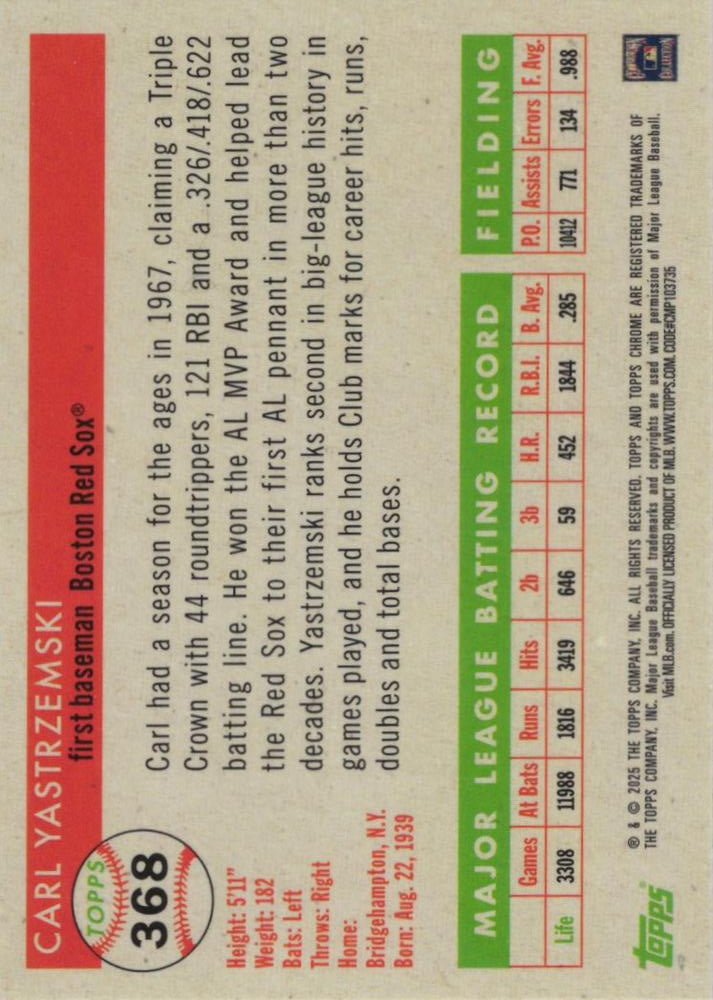 2025 Topps Chrome Platinum Carl Yastrzemski #368 Boston Red Sox