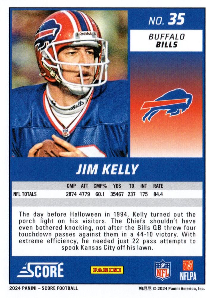 2024 Panini Score Football Jim Kelly Buffalo Bills #35