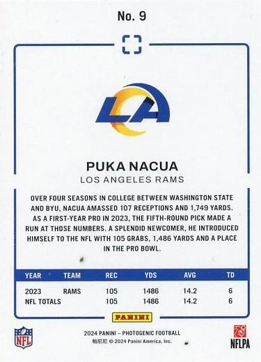 2024 Panini Photogenic Puka Nacua #9 Los Angeles Rams