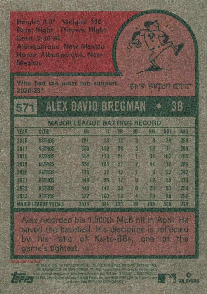 2024 Topps Heritage Alex Bregman Houston Astros #571