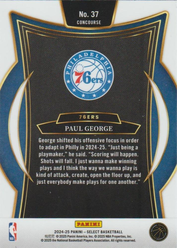 2024 Panini Select Paul George Blue #37 Philadelphia 76ers