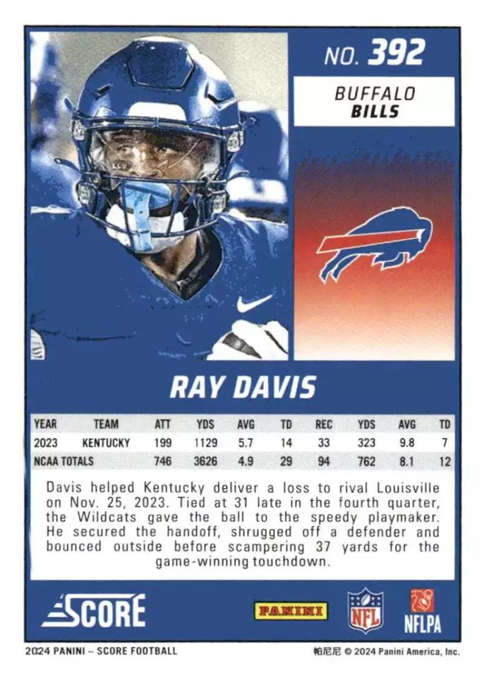 2024 Panini Score Football Ray Davis Buffalo Bills #392 RC