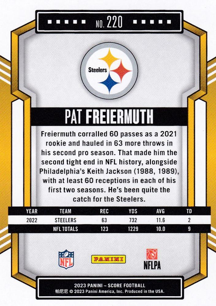 2023 Panini Score Football Pat Freiermuth Pittsburgh Steelers #220