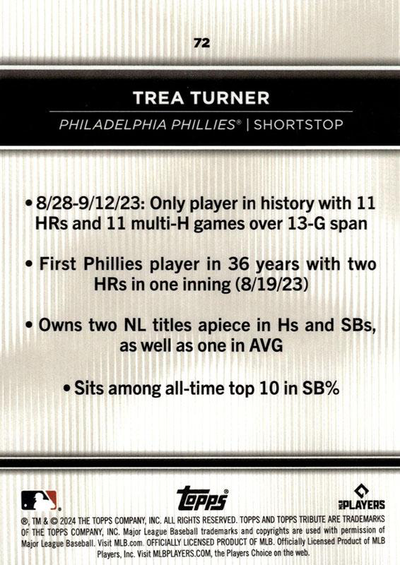 2024 Topps Tribute Trea Turner Philadelphia Phillies #72