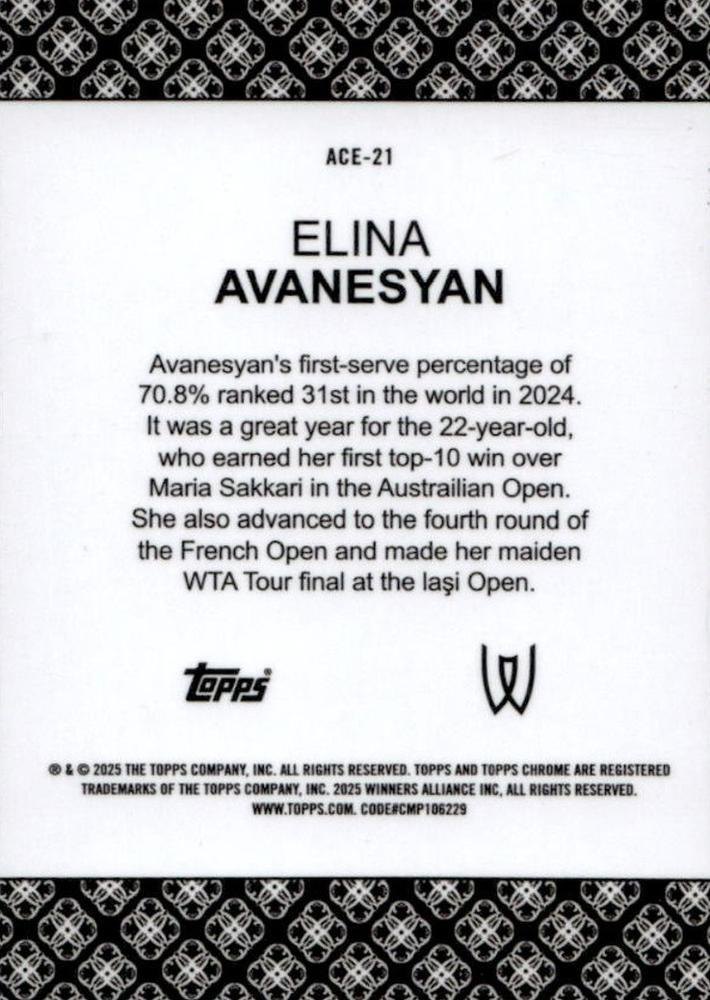 2025 Topps Chrome Tennis Aces Elina Avanesyan #ACE-21