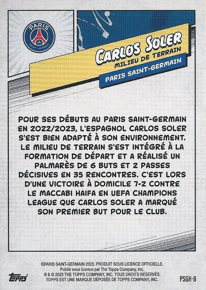 2023 Topps PSG Fan Set Heritage Carlos Soler PSGH-8 Paris Saint-Germain