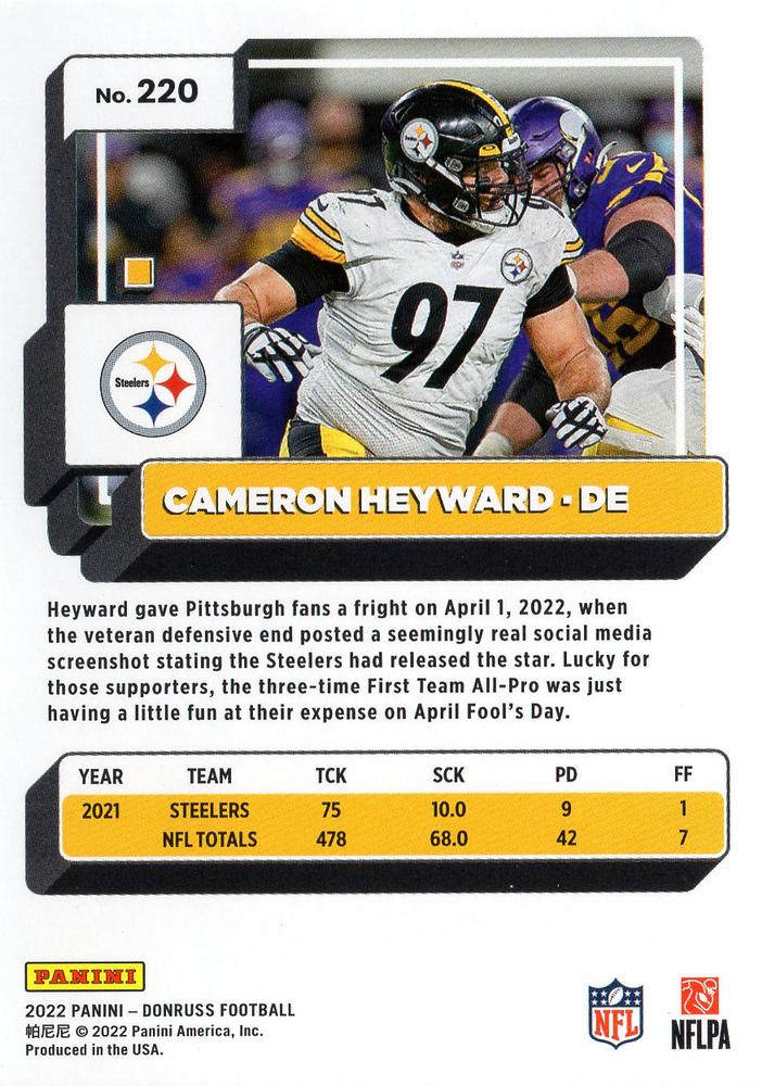2022 Panini Donruss Cameron Heyward #220 Pittsburgh Steelers