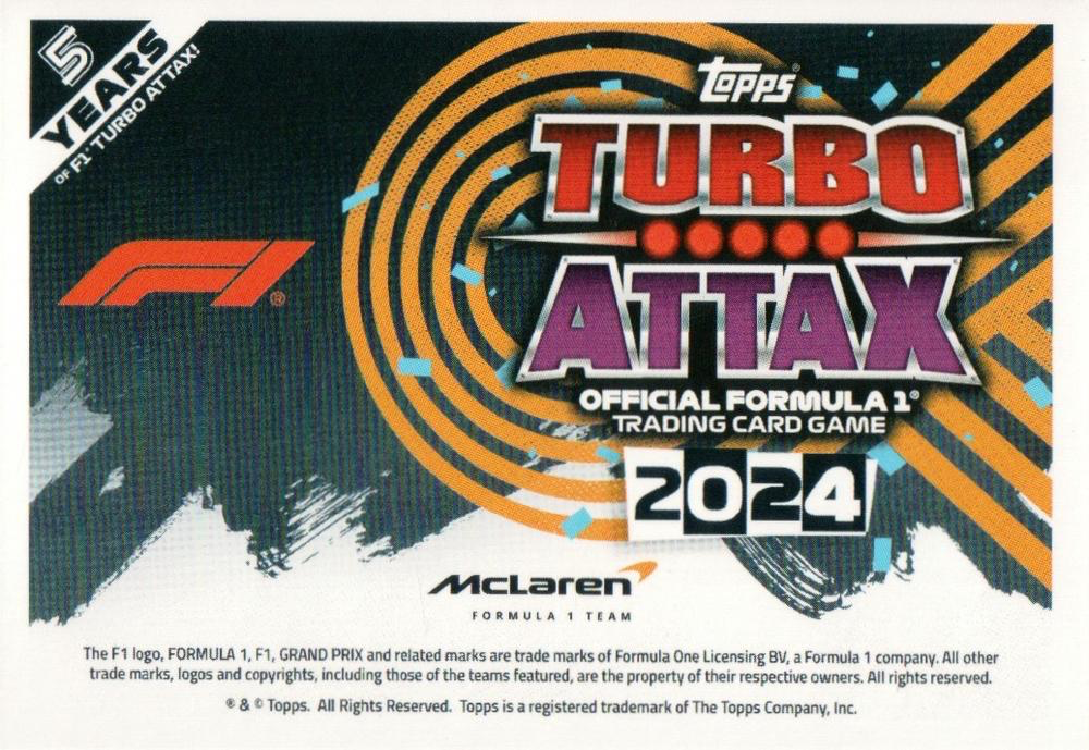 2024 Topps Turbo Attax F1 Oscar Piastri CC Qatar #161 McLaren F1