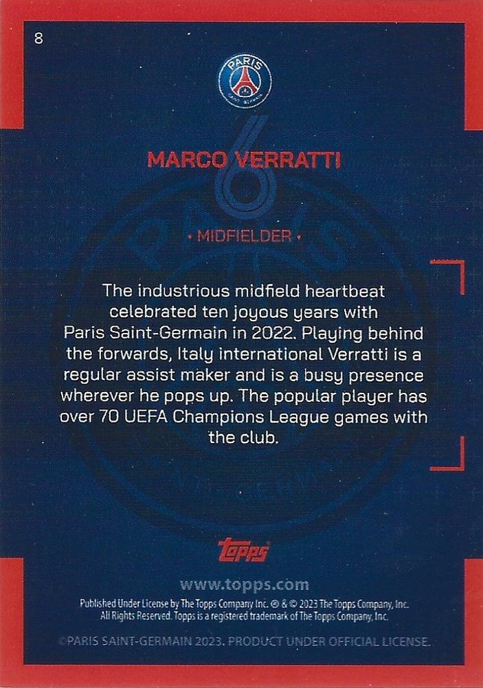 2022 Topps PSG Team Set Marco Verratti #8 Paris Saint-Germain