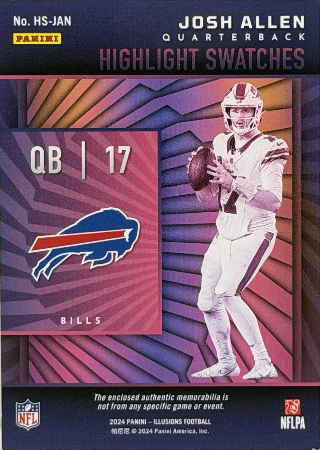 2024 Panini Illusions Highlight Swatches Patch Josh Allen #HS-JAN Buffalo Bills