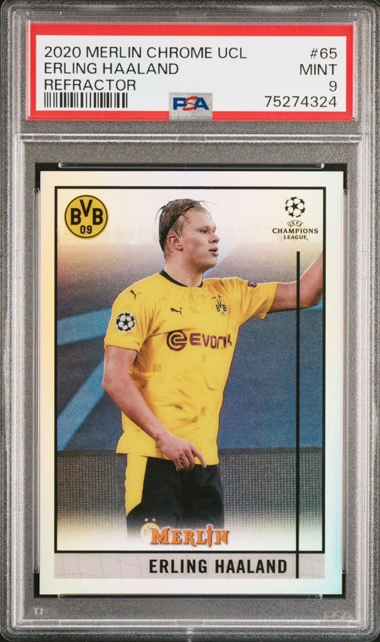 2020 Topps Merlin Chrome UCC Erling Haaland Refractor #65 PSA 9 BVB Dortmund