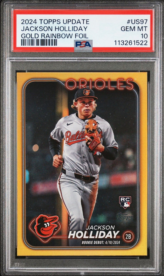 2024 Topps Update Jackson Holliday Gold Rainbow #US97 PSA 10 Baltimore Orioles