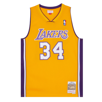 Maillot NBA Mitchell & Ness 1999-20 Los Angeles Lakers signé par Shaquille O'Neal (Schwartz)
