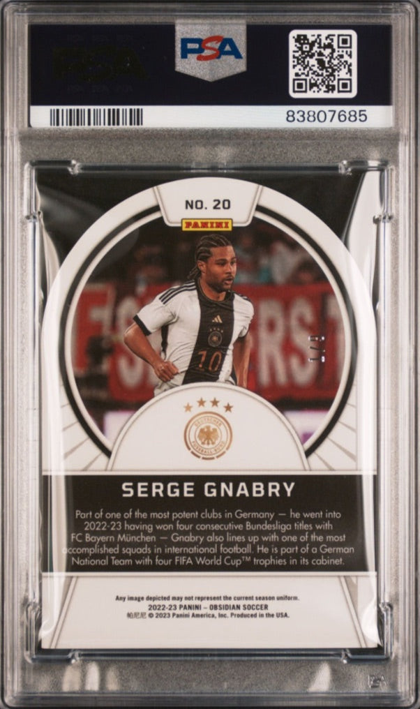 2022 Panini Obsidian Tunnel Vision Contra /9 Serge Gnabry FC Bayern Munich #20 PSA 9
