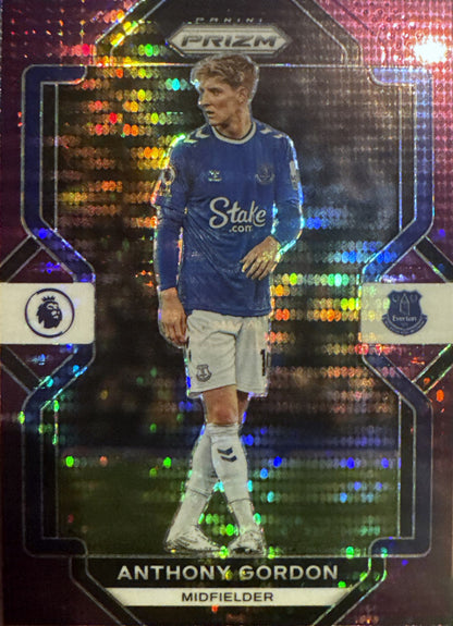 2022 Panini Prizm Premier League Anthony Gordon Prizms Purple Pulsar #232 Everton