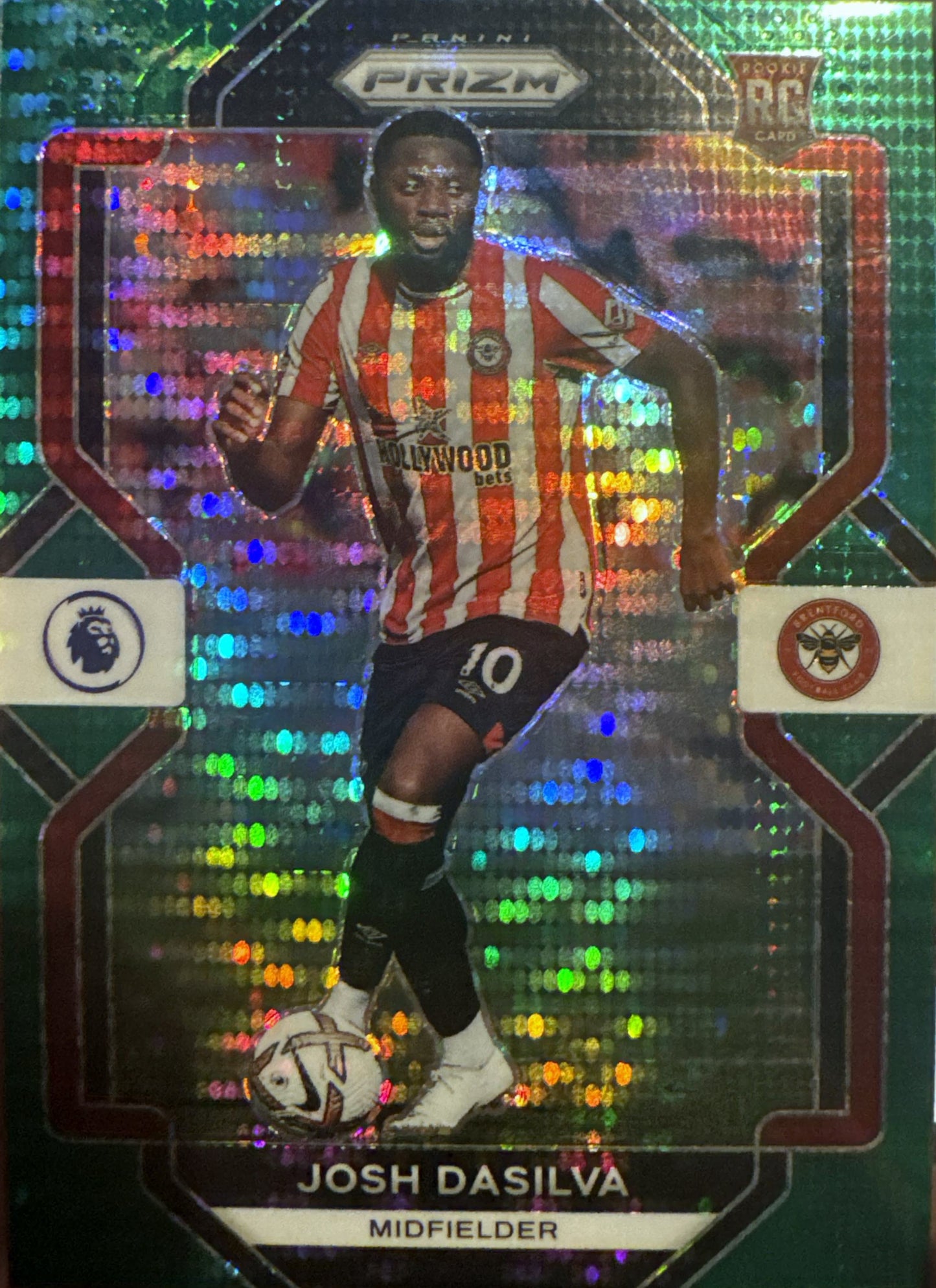 2022 Panini Prizm Premier League Josh Dasilva Prizms Green Pulsar #44 Brentford
