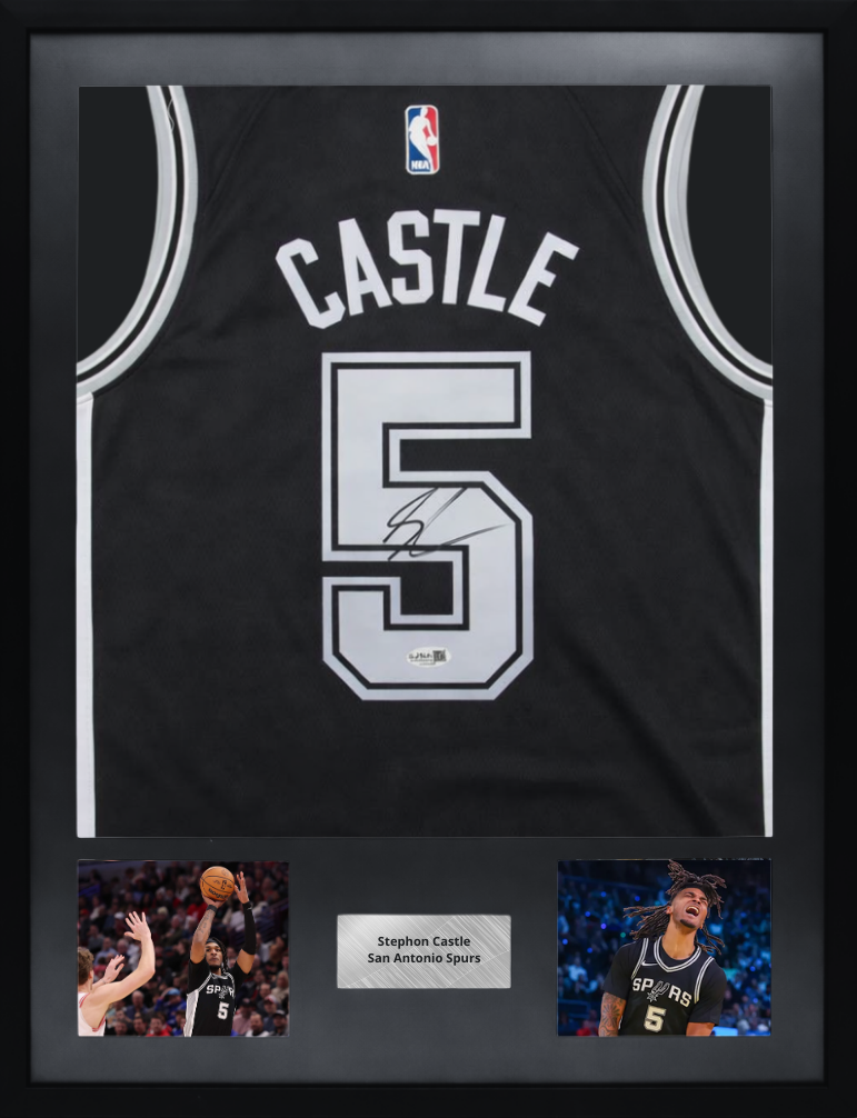 Maillot NBA San Antonio Spurs signé par Stephon Castle (PSA)