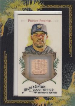 2008 Topps Allen & Ginter Framed Mini Relic Prince Fielder #AGR-PF Milwaukee Brewers
