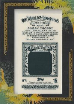 2008 Topps Allen & Ginter Framed Mini Relic Bobby Crosby #AGR-BC Oakland Athletics