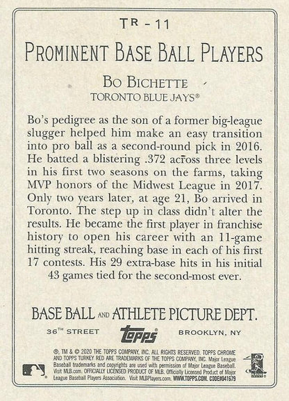 2020 Topps Update Bo Bichette RC #TR-11 Toronto Blue Jays