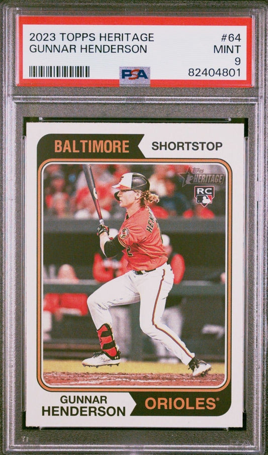2023 Topps Heritage Gunnar Henderson RC #64 Baltimore Orioles PSA 9