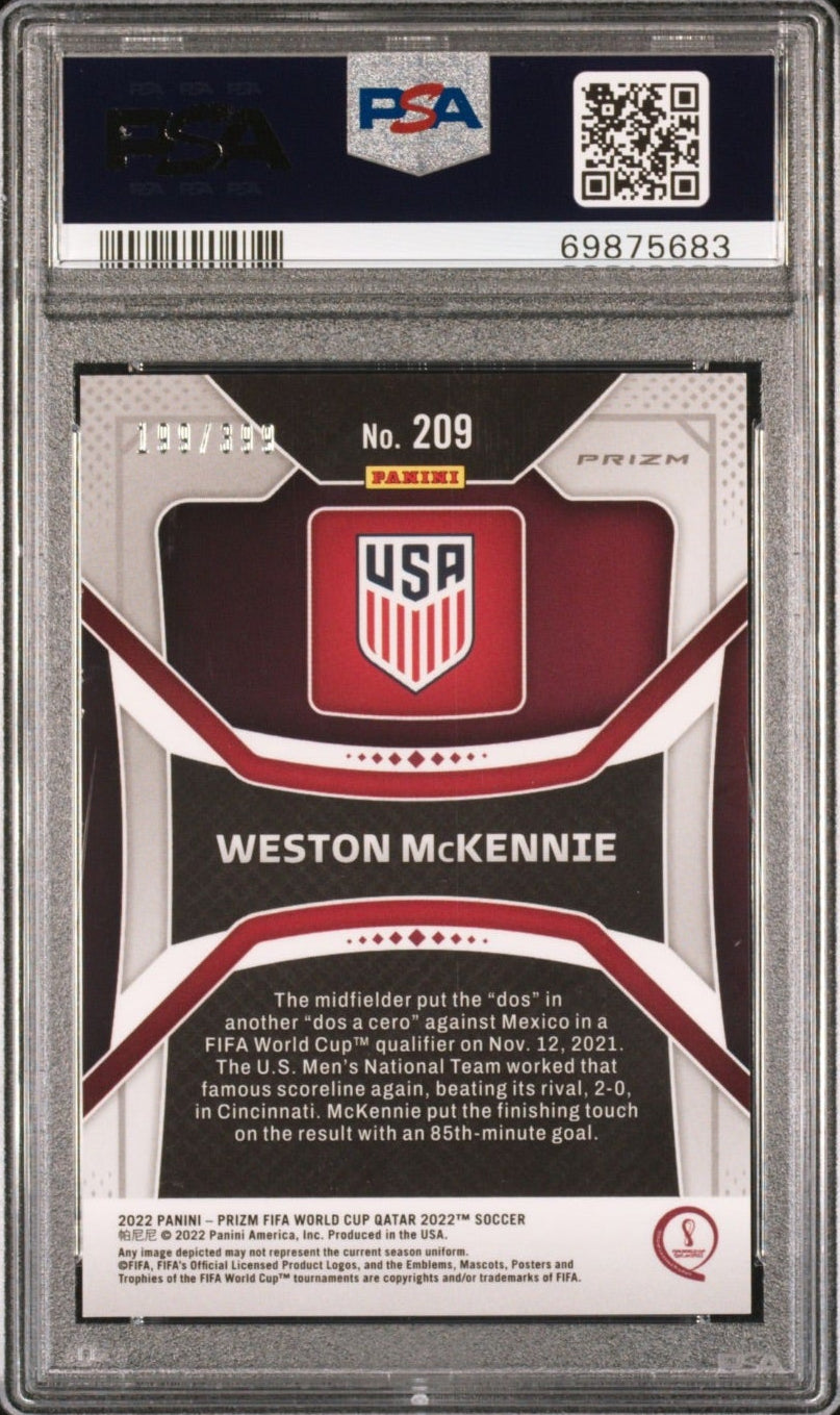 2022 Panini Wolrd Cup Weston Mckennie red /399 #209 USA PSA 8