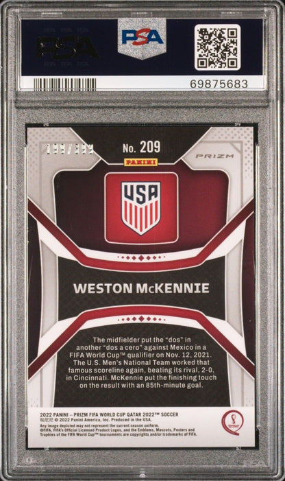 2022 Panini Wolrd Cup Weston Mckennie red /399 #209 USA PSA 8