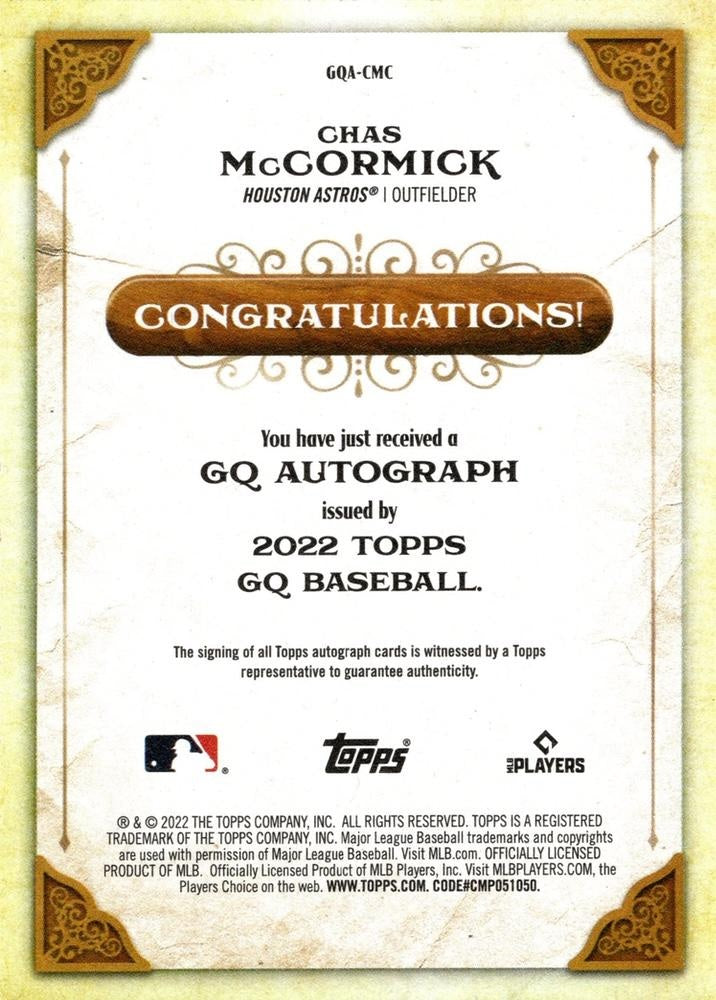 2022 Topps Gypsy Queen Chas McCormick Autograph #GQA-CMC Houston Astros