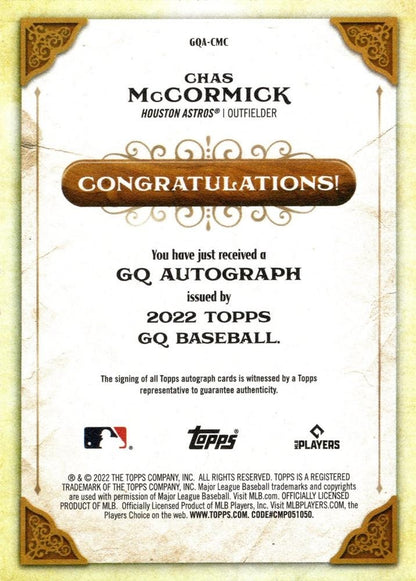 2022 Topps Gypsy Queen Chas McCormick Autograph #GQA-CMC Houston Astros