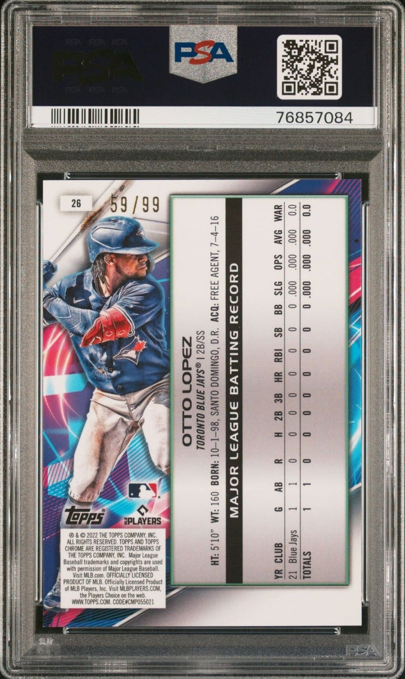 2022 Topps Cosmic Otto Lopez Blue /99 #26 Toronto Blue Jays PSA 9