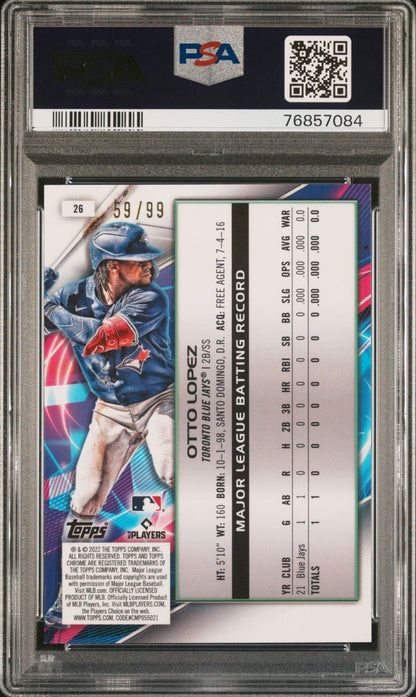 2022 Topps Cosmic Otto Lopez Blue /99 #26 Toronto Blue Jays PSA 9
