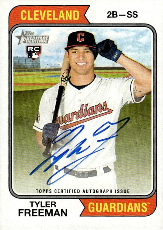 2023 Topps Heritage Real One Autographs Tyler Freeman RC #ROA-TF Cleveland Guardians