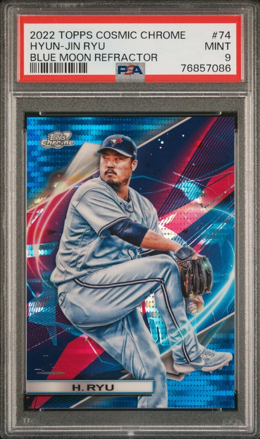 2022 Topps Cosmic Hyun-Jin Ryu Blue /99 #74 Toronto Blue Jays PSA 9